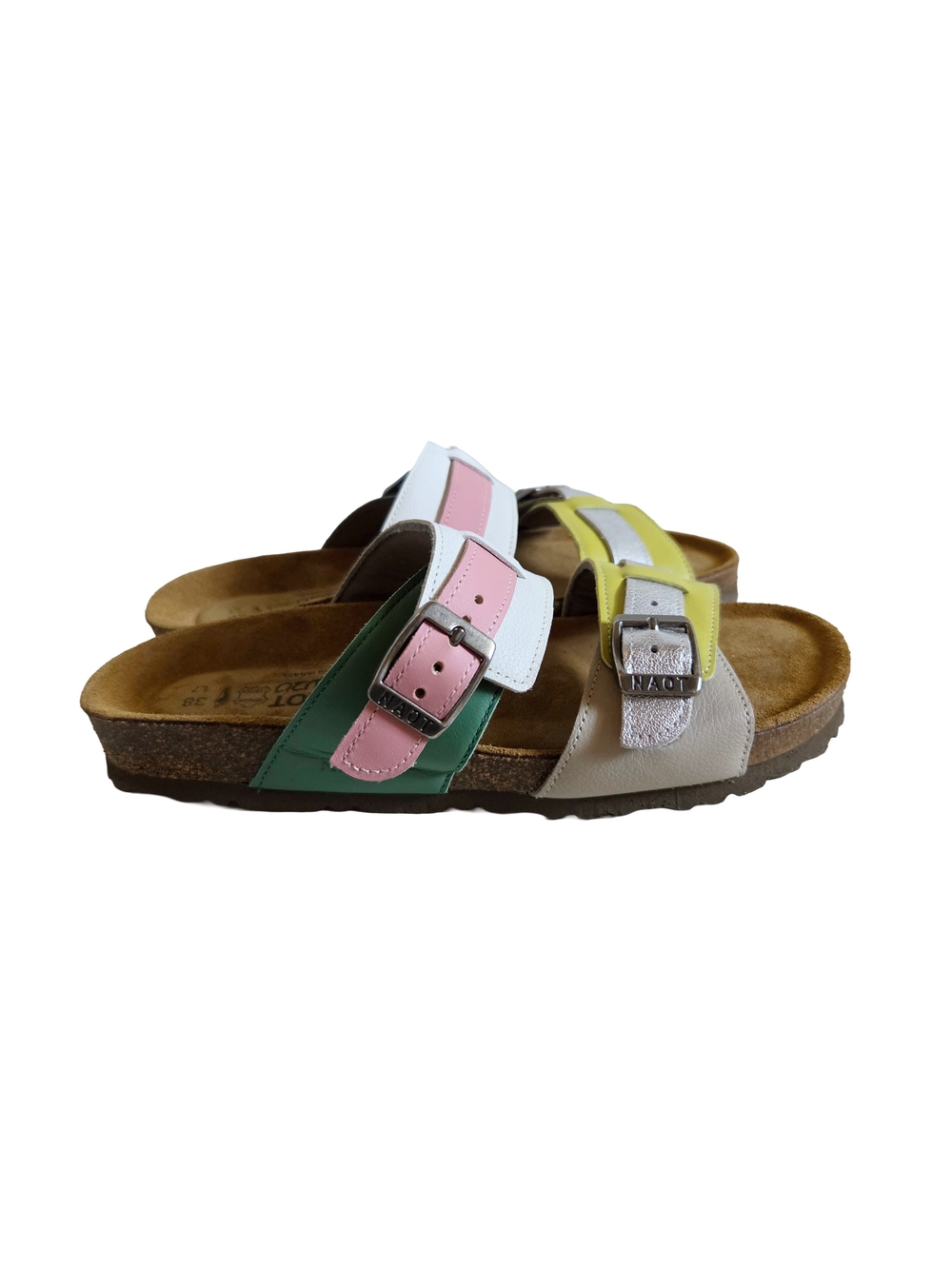 Naot Leather Double Strap Slide Sandals (8) 38 Women's